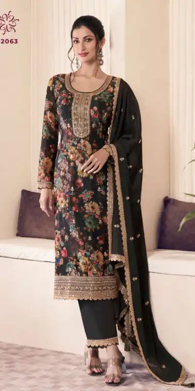 Black Vichitra Digital Print Embroidery Work Salwar Suit | Jump Suits, Salwar suit, Casual Suits, Creative suits, Designer Suits, Palazzo Suits, Party Wear Suits, Patiala Suits, Straight Suits