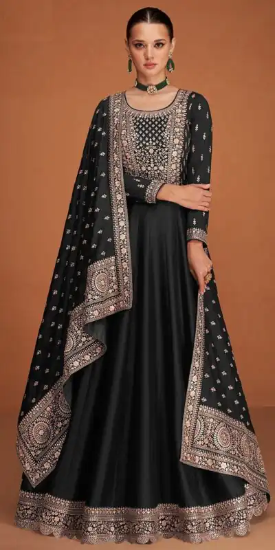 Black Vichitra Embroidery Work Salwar Suit | Jump Suits, Salwar suit, Casual Suits, Creative suits, Designer Suits, Palazzo Suits, Party Wear Suits, Patiala Suits, Straight Suits
