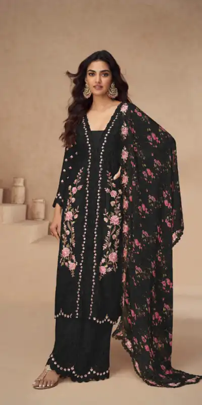 Black Vichitra Sequence Work Salwar Suit | Jump Suits, Salwar suit, Casual Suits, Creative suits, Designer Suits, Palazzo Suits, Party Wear Suits, Patiala Suits, Straight Suits