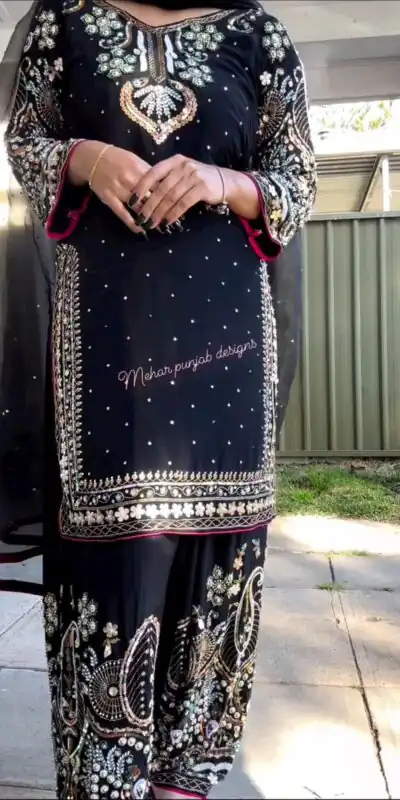 Black Viscose Velvet Sequence Work Salwar Suit | Jump Suits, Salwar suit, Casual Suits, Creative suits, Designer Suits, Palazzo Suits, Party Wear Suits, Patiala Suits, Straight Suits
