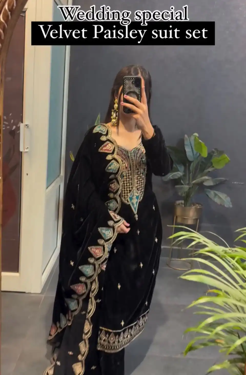 Black Viscose Velvet With Embroidery Work Salwar Suit | Jump Suits, Tops & Bottoms, Track Suits, Salwar suit, Casual Suits, Creative suits, Designer Suits, Palazzo Suits, Party Wear Suits, Patiala Suits, Straight Suits, Trendy Wear