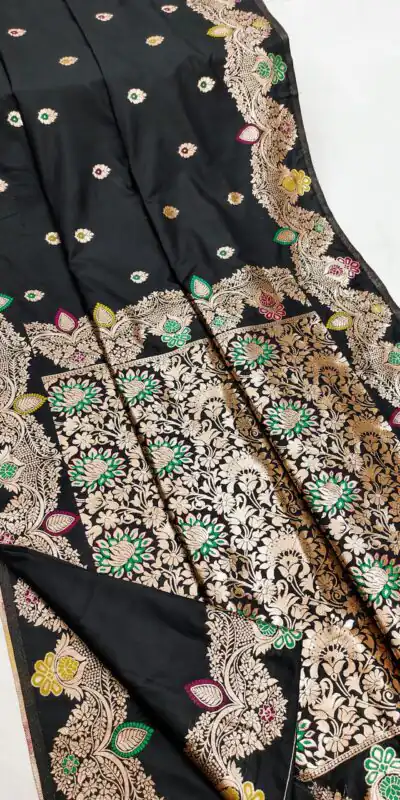 Block Banarasi Lace Work Gold Zari Border Saree | Sarees, Bollywood Sarees, Creative Sarees, Designer Sarees, Embroidered Sarees, Ethnic Saree, Modern Digital sarees, Party Wear Sarees