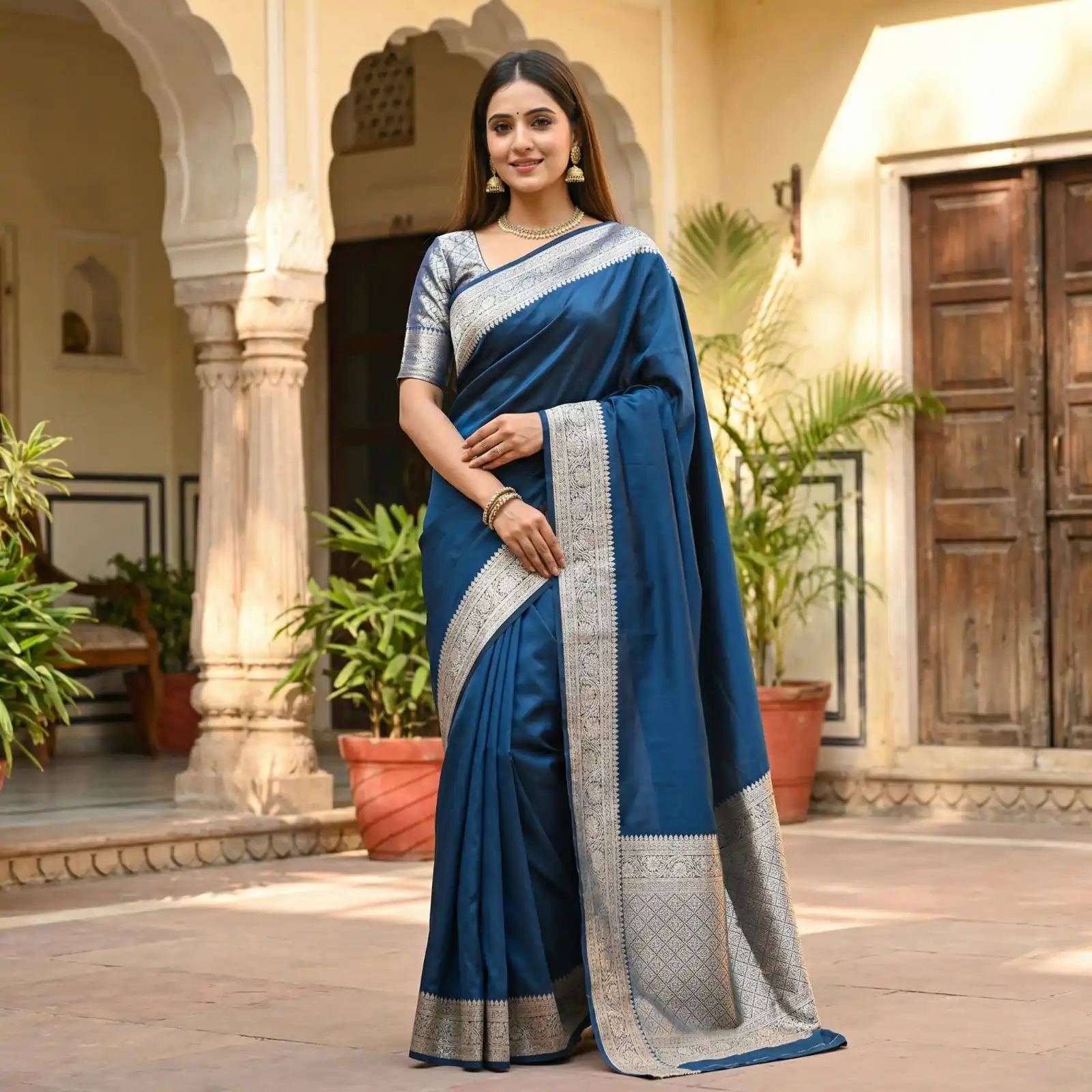 Blue Banarasi Gala Silk Gold Zari Work Saree | Sarees, Bollywood Sarees, Creative Sarees, Designer Sarees, Embroidered Sarees, Ethnic Saree, Modern Digital sarees, Party Wear Sarees