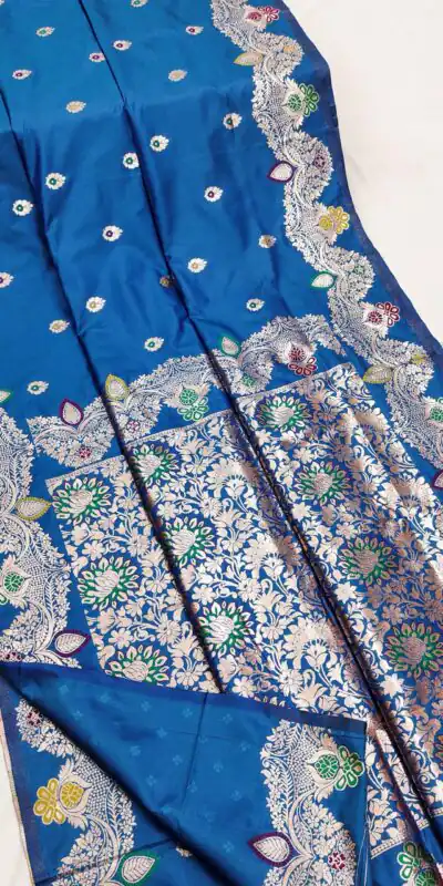Blue Banarasi Lace Work Gold Zari Border Saree | Sarees, Bollywood Sarees, Creative Sarees, Designer Sarees, Embroidered Sarees, Ethnic Saree, Modern Digital sarees, Party Wear Sarees
