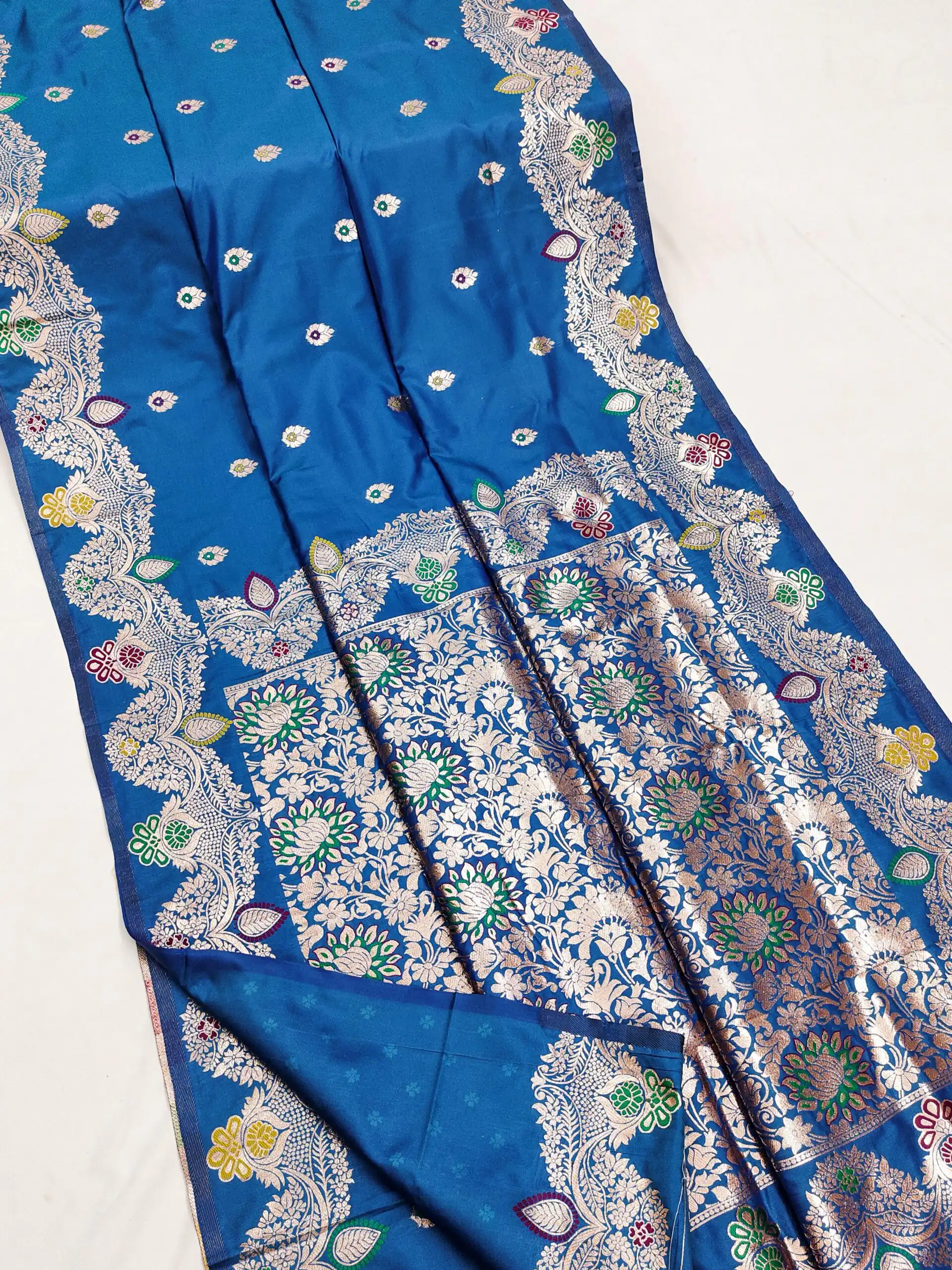 Blue Banarasi Lace Work Gold Zari Border Saree | Sarees, Bollywood Sarees, Creative Sarees, Designer Sarees, Embroidered Sarees, Ethnic Saree, Modern Digital sarees, Party Wear Sarees