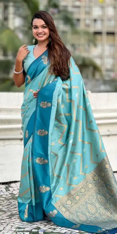 Blue Banarasi Silk Weaving Zari Work Saree | Sarees, Bollywood Sarees, Creative Sarees, Designer Sarees, Embroidered Sarees, Ethnic Saree, Modern Digital sarees, Party Wear Sarees