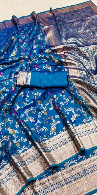 Blue Banarasi Silk With Zari Lace Work Saree | Sarees, Bollywood Sarees, Creative Sarees, Designer Sarees, Embroidered Sarees, Ethnic Saree, Modern Digital sarees, Party Wear Sarees