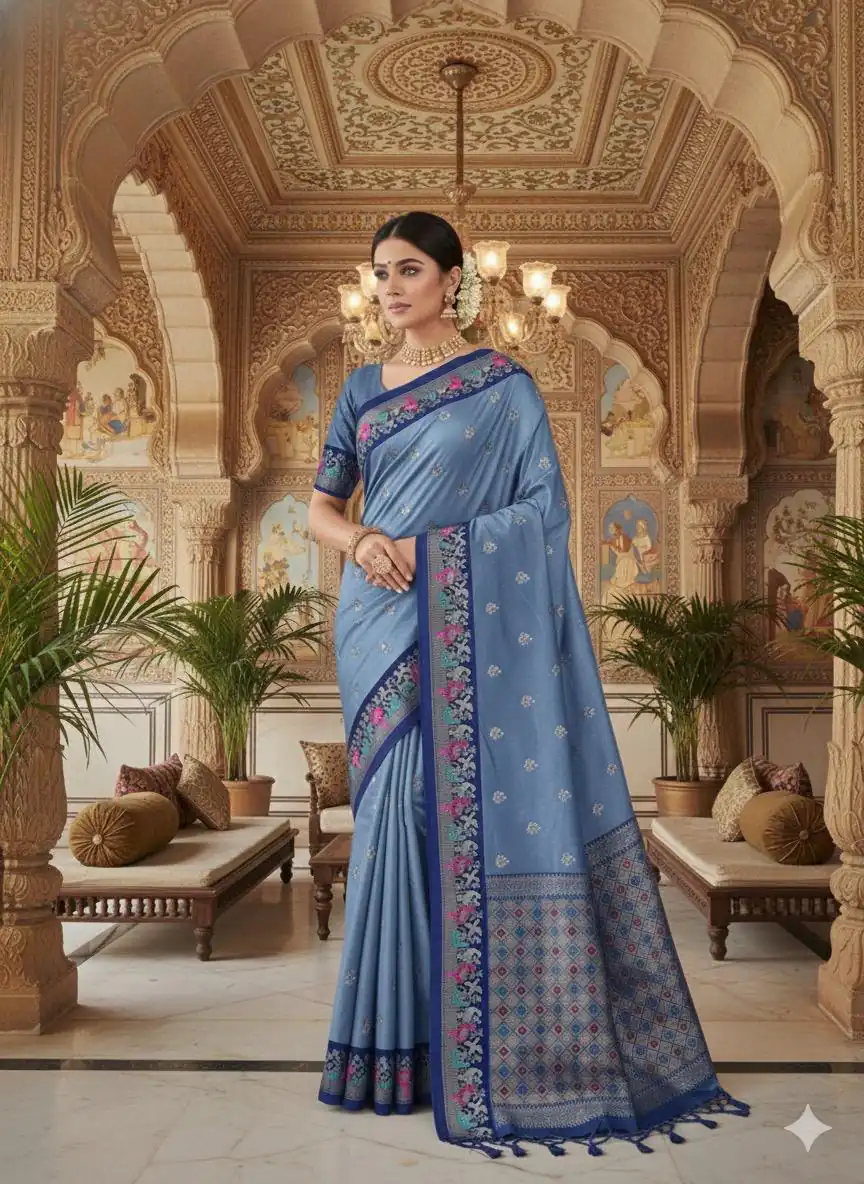 Blue Banarasi Silk Zari Weaving Work Saree | Sarees, Bollywood Sarees, Creative Sarees, Designer Sarees, Embroidered Sarees, Ethnic Saree, Modern Digital sarees, Party Wear Sarees