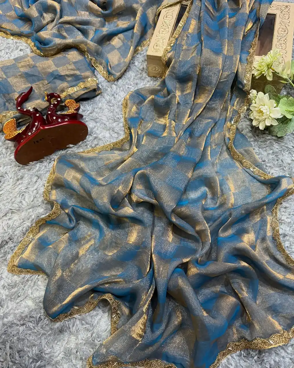Blue Chiffon Pattern Hand Work Lace Saree | Sarees, Bollywood Sarees, Creative Sarees, Designer Sarees, Embroidered Sarees, Ethnic Saree, Modern Digital sarees, Party Wear Sarees