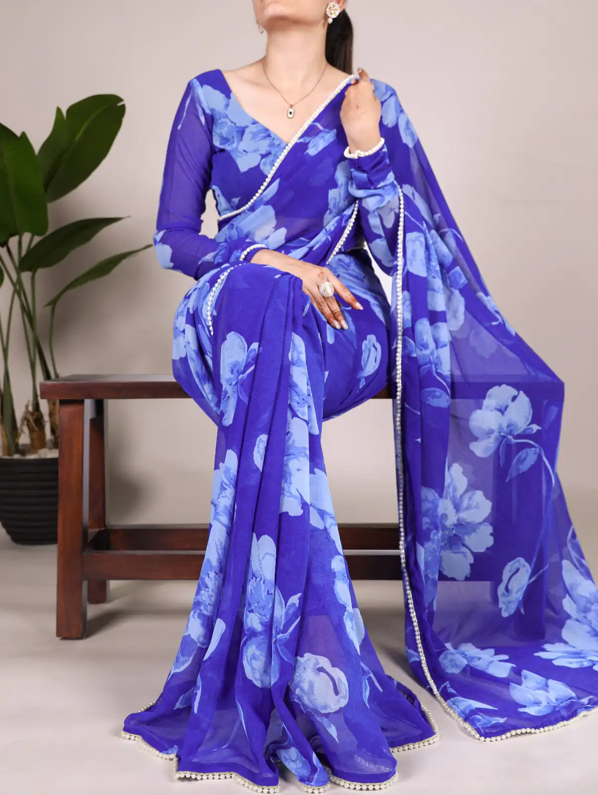 Blue Chiffon Printed Saree | Sarees, Bollywood Sarees, Creative Sarees, Designer Sarees, Embroidered Sarees, Ethnic Saree, Modern Digital sarees, Party Wear Sarees