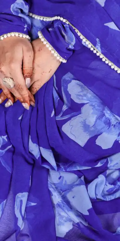 Blue Chiffon Printed Saree | Sarees, Bollywood Sarees, Creative Sarees, Designer Sarees, Embroidered Sarees, Ethnic Saree, Modern Digital sarees, Party Wear Sarees