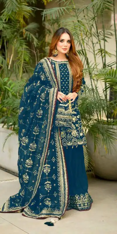 Blue Crush Georgette Sequence Work Salwar Suit | Jump Suits, Salwar suit, Casual Suits, Creative suits, Designer Suits, Palazzo Suits, Party Wear Suits, Patiala Suits, Straight Suits