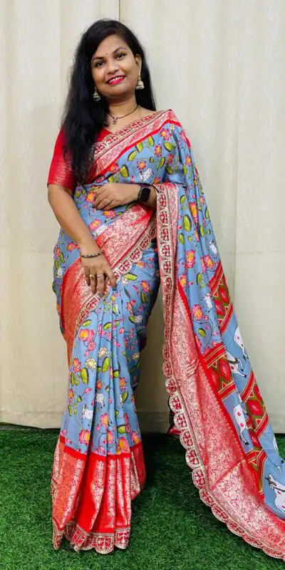 Blue Dola Silk With Zari Weaving Border Saree | Sarees, Bollywood Sarees, Creative Sarees, Designer Sarees, Embroidered Sarees, Ethnic Saree, Modern Digital sarees, Party Wear Sarees