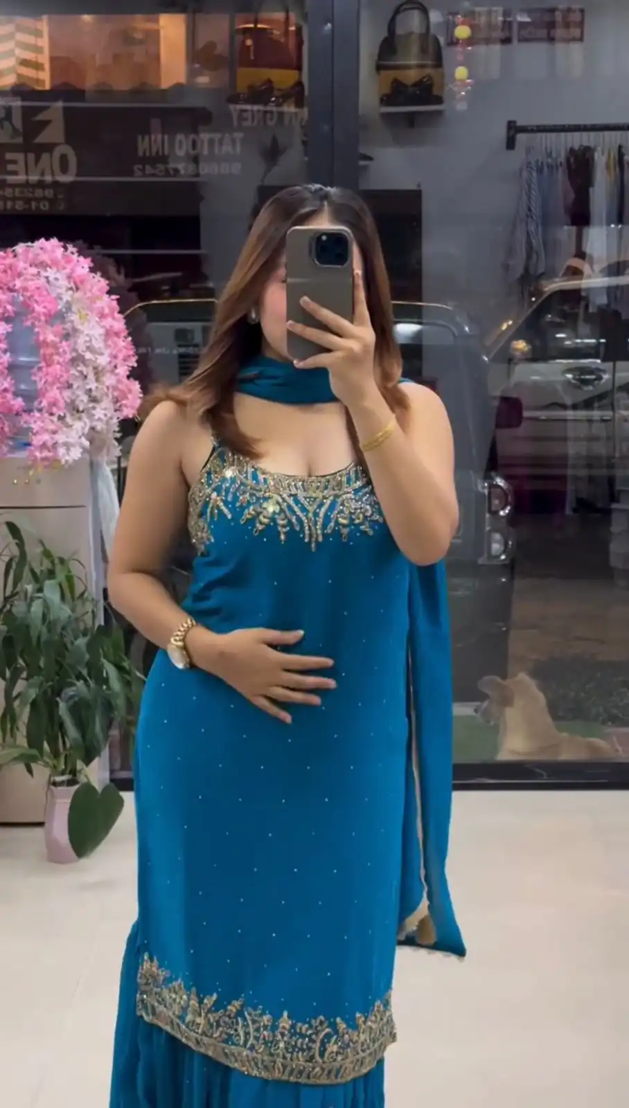 Blue Faux Georgette With Lace Work Salwar Suit | Jump Suits, Tops & Bottoms, Track Suits, Salwar suit, Casual Suits, Creative suits, Designer Suits, Palazzo Suits, Party Wear Suits, Patiala Suits, Straight Suits, Trendy Wear