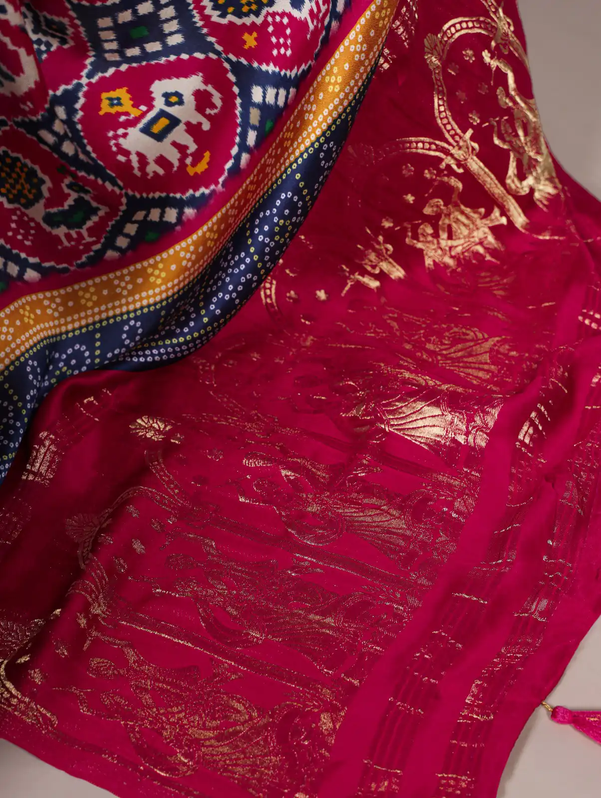 Blue Gaji Silk Patola Print Lagadi Patta Saree | Sarees, Bollywood Sarees, Creative Sarees, Designer Sarees, Embroidered Sarees, Ethnic Saree, Modern Digital sarees, Party Wear Sarees