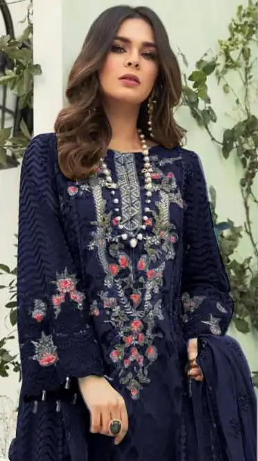 Blue Georgette Embroidery Work Salwar Suit | Salwar suit, Casual Suits, Creative suits, Designer Suits, Palazzo Suits, Party Wear Suits, Patiala Suits, Straight Suits