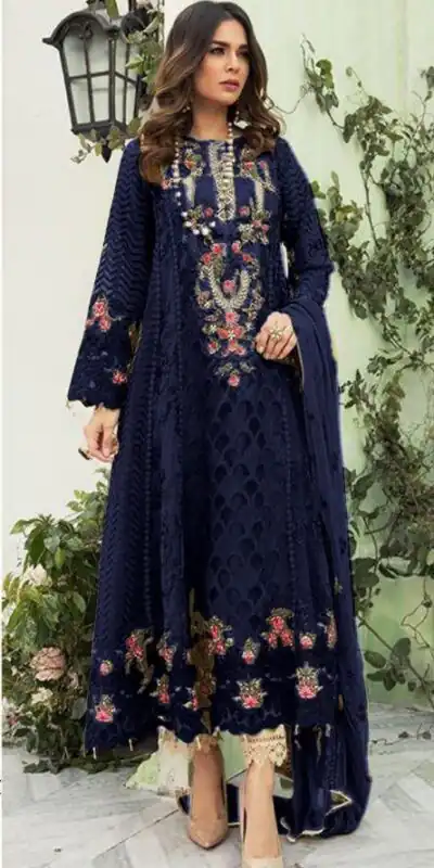Blue Georgette Embroidery Work Salwar Suit | Salwar suit, Casual Suits, Creative suits, Designer Suits, Palazzo Suits, Party Wear Suits, Patiala Suits, Straight Suits