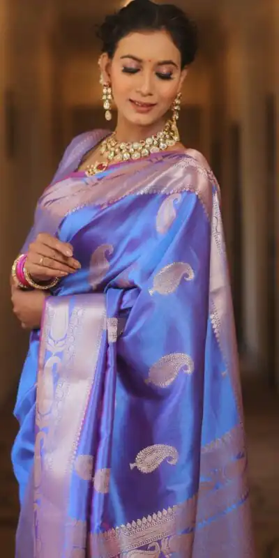 Blue Lichi Silk Border Lace Work Saree | Sarees, Bollywood Sarees, Creative Sarees, Designer Sarees, Embroidered Sarees, Ethnic Saree, Modern Digital sarees, Party Wear Sarees