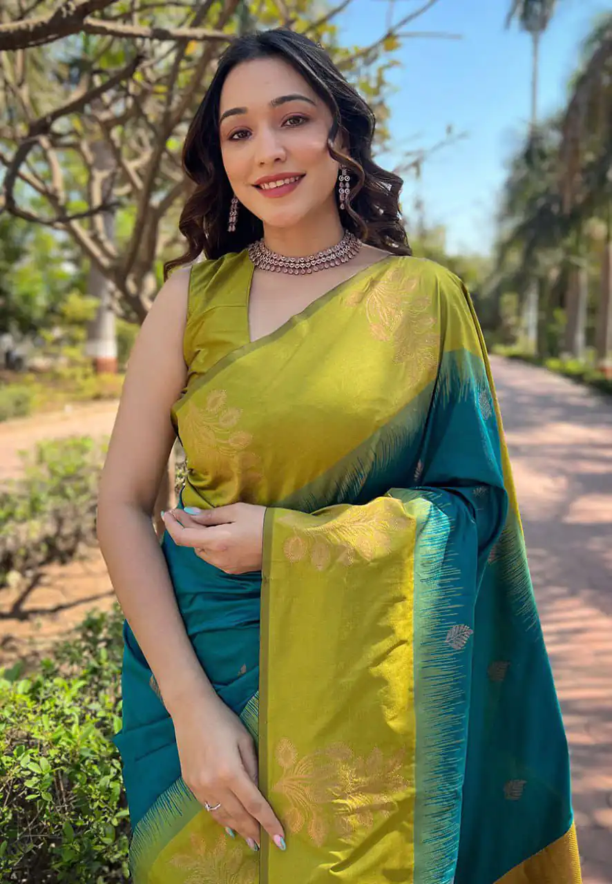 Blue Lichi Silk Jacquard Saree | Sarees, Bollywood Sarees, Creative Sarees, Designer Sarees, Embroidered Sarees, Ethnic Saree, Modern Digital sarees, Party Wear Sarees