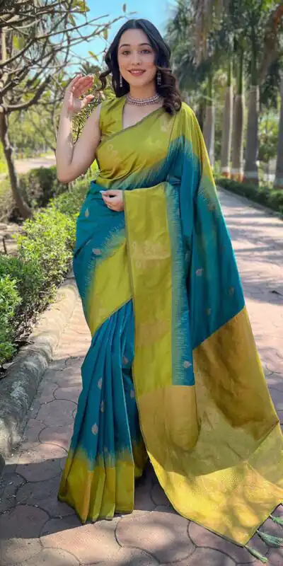 Blue Lichi Silk Jacquard Saree | Sarees, Bollywood Sarees, Creative Sarees, Designer Sarees, Embroidered Sarees, Ethnic Saree, Modern Digital sarees, Party Wear Sarees