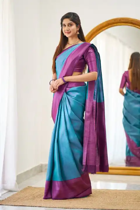 Blue Lichi Silk Jacquard Work Saree | Sarees, Bollywood Sarees, Creative Sarees, Designer Sarees, Embroidered Sarees, Ethnic Saree, Modern Digital sarees, Party Wear Sarees