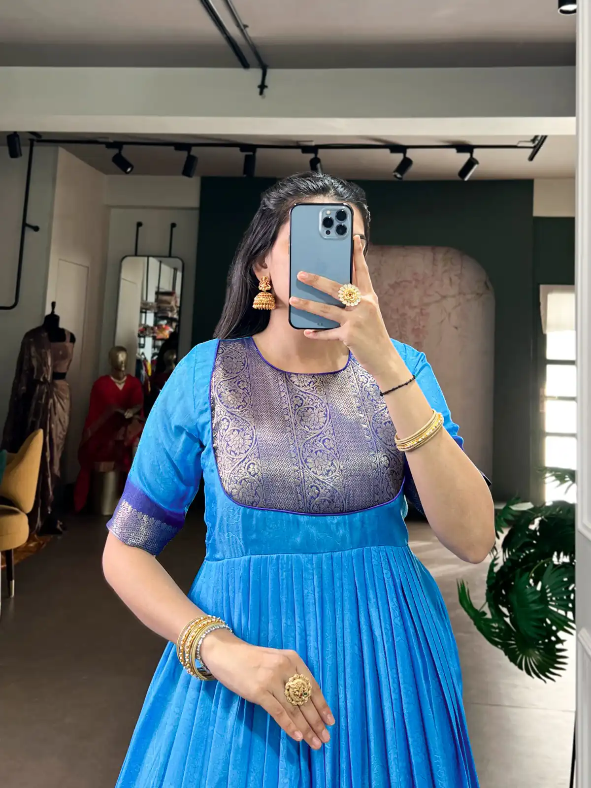 Blue Mass Mello Zari Work Gown | Gowns, Bollywood Gowns, Creative Gowns, Designer Gowns, Embroidered Gowns, Party Wear Gowns