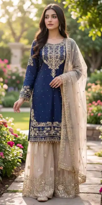 Blue Organza Silk Embroidery Lace Work Salwar Suit | Jump Suits, Salwar suit, Casual Suits, Creative suits, Designer Suits, Palazzo Suits, Party Wear Suits, Patiala Suits, Straight Suits