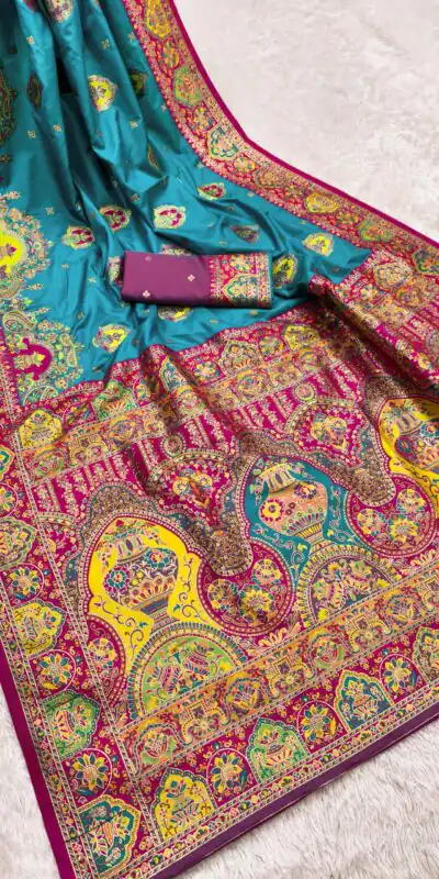 Blue Paithani Silk Border Lace Work Saree | Sarees, Bollywood Sarees, Creative Sarees, Designer Sarees, Embroidered Sarees, Ethnic Saree, Modern Digital sarees, Party Wear Sarees