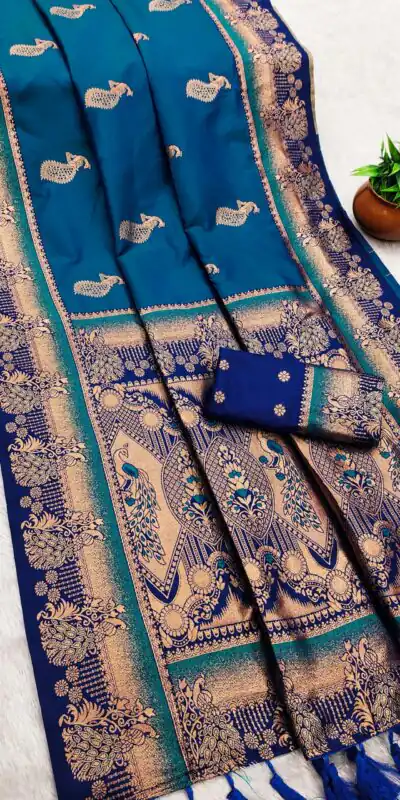 Blue Paithani Silk Zari Lace Work Saree | Sarees, Bollywood Sarees, Creative Sarees, Designer Sarees, Embroidered Sarees, Ethnic Saree, Modern Digital sarees, Party Wear Sarees