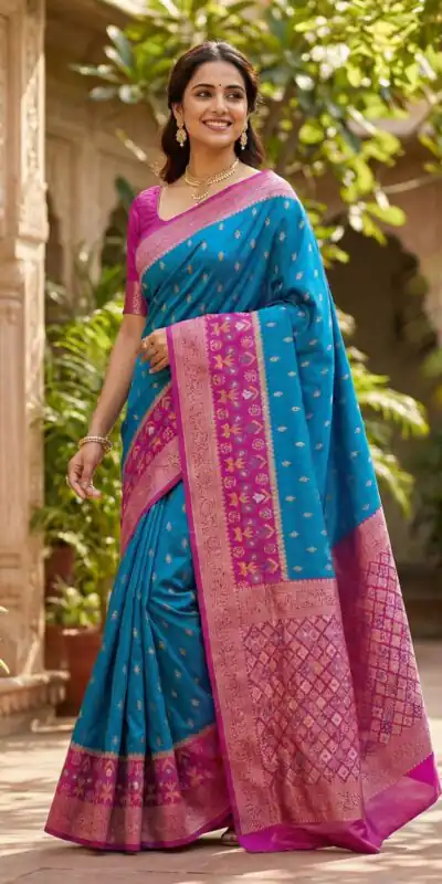 Blue Pochampalli Silk Zari Work Saree | Sarees, Bollywood Sarees, Creative Sarees, Designer Sarees, Embroidered Sarees, Ethnic Saree, Modern Digital sarees, Party Wear Sarees