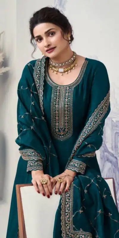 Blue Silk Georgette Embroidery Work Salwar Suit | Jump Suits, Salwar suit, Casual Suits, Creative suits, Designer Suits, Palazzo Suits, Party Wear Suits, Patiala Suits, Straight Suits