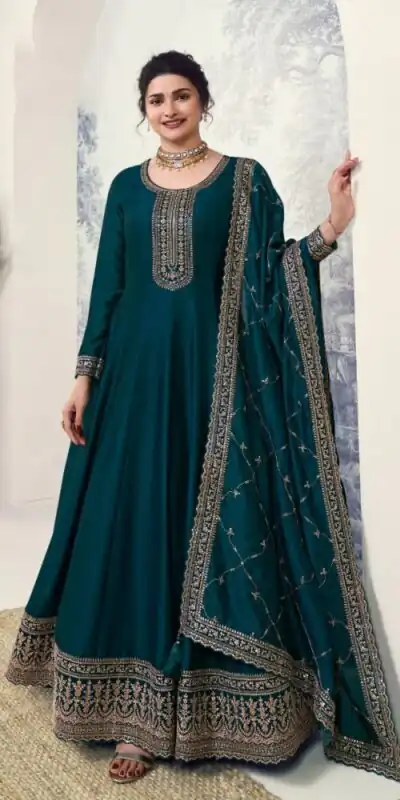 Blue Silk Georgette Embroidery Work Salwar Suit | Jump Suits, Salwar suit, Casual Suits, Creative suits, Designer Suits, Palazzo Suits, Party Wear Suits, Patiala Suits, Straight Suits