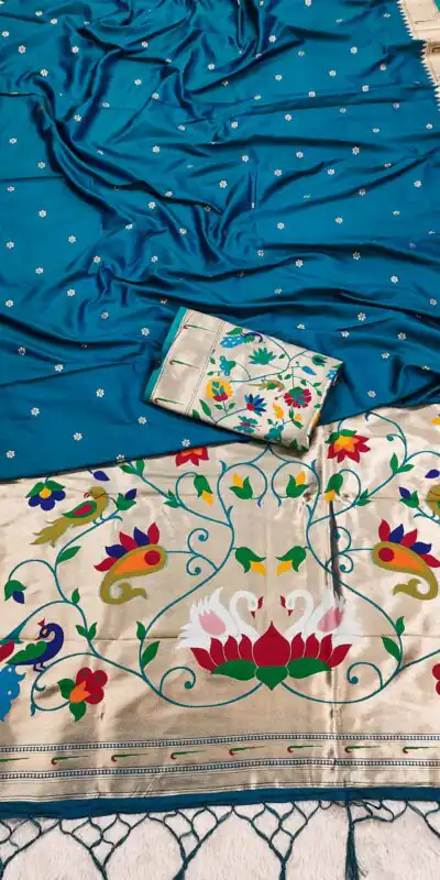 Blue Silk Zari Lace Work Saree | Sarees, Bollywood Sarees, Creative Sarees, Designer Sarees, Embroidered Sarees, Ethnic Saree, Modern Digital sarees, Party Wear Sarees