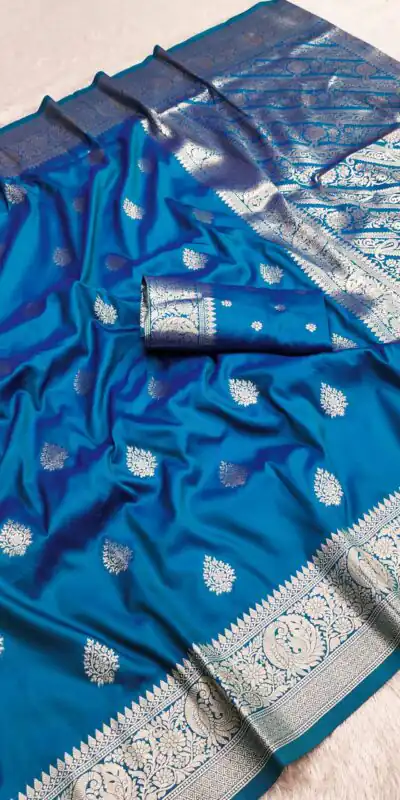 Blue Soft Banarasi Cotton Silk Zari Work Saree | Sarees, Bollywood Sarees, Creative Sarees, Designer Sarees, Embroidered Sarees, Ethnic Saree, Modern Digital sarees, Party Wear Sarees