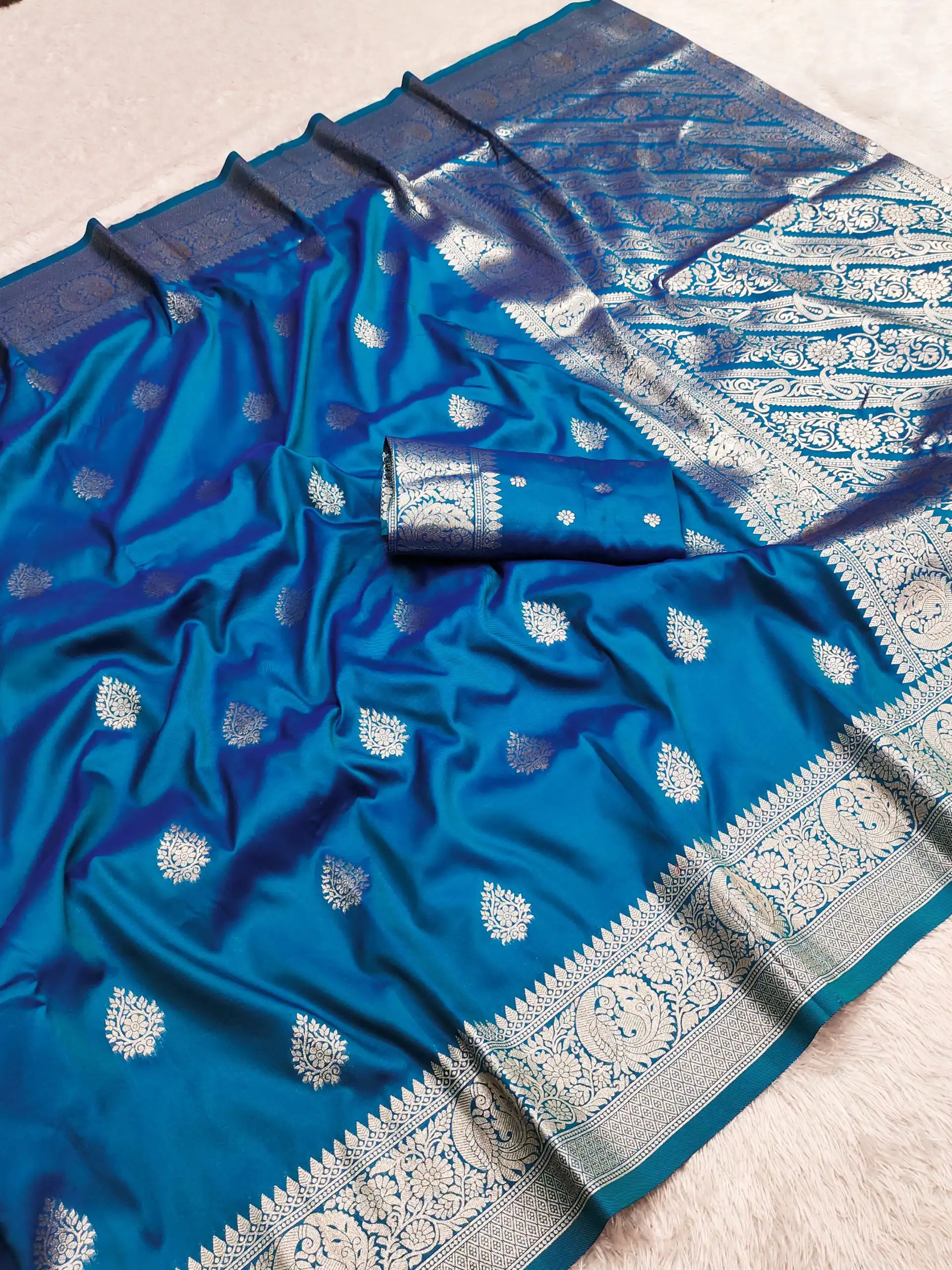 Blue Soft Banarasi Cotton Silk Zari Work Saree | Sarees, Bollywood Sarees, Creative Sarees, Designer Sarees, Embroidered Sarees, Ethnic Saree, Modern Digital sarees, Party Wear Sarees