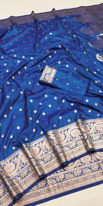 Blue Soft Banarasi Silk Zari Lace Work Saree | Sarees, Bollywood Sarees, Creative Sarees, Designer Sarees, Embroidered Sarees, Ethnic Saree, Modern Digital sarees, Party Wear Sarees