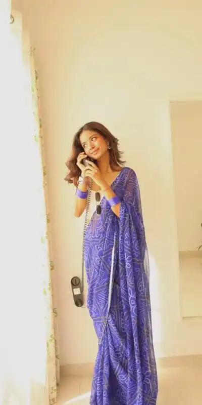 Blue Soft Georgette Silk Bandhani Design Saree | Sarees, Bollywood Sarees, Creative Sarees, Designer Sarees, Embroidered Sarees, Ethnic Saree, Modern Digital sarees, Party Wear Sarees