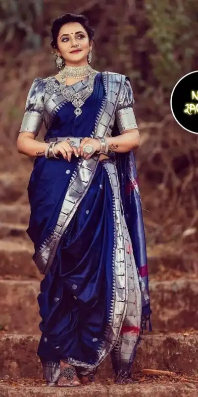Blue Soft Lichi Silk All Over Border Work Saree | Sarees, Bollywood Sarees, Creative Sarees, Designer Sarees, Embroidered Sarees, Ethnic Saree, Modern Digital sarees, Party Wear Sarees
