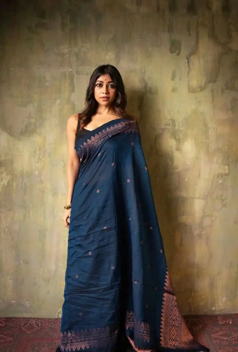 Blue Soft Lichi Silk Border Lace Saree | Sarees, Bollywood Sarees, Creative Sarees, Designer Sarees, Embroidered Sarees, Ethnic Saree, Modern Digital sarees, Party Wear Sarees