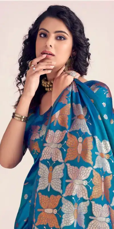Blue Soft Lichi Silk Border Lace Work Saree | Sarees, Bollywood Sarees, Creative Sarees, Designer Sarees, Embroidered Sarees, Ethnic Saree, Modern Digital sarees, Party Wear Sarees