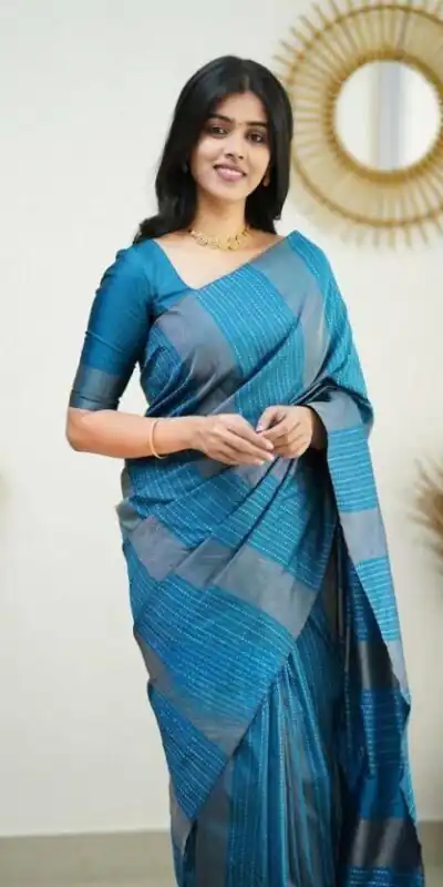 Blue Soft Lichi Silk Rich Pallu Work Border Saree | Sarees, Bollywood Sarees, Creative Sarees, Designer Sarees, Embroidered Sarees, Ethnic Saree, Modern Digital sarees, Party Wear Sarees