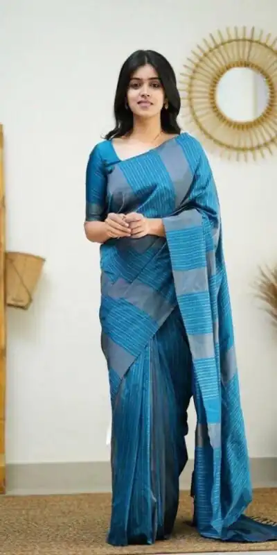 Blue Soft Lichi Silk Rich Pallu Work Border Saree | Sarees, Bollywood Sarees, Creative Sarees, Designer Sarees, Embroidered Sarees, Ethnic Saree, Modern Digital sarees, Party Wear Sarees