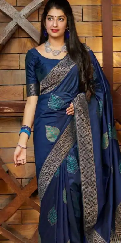 Blue Soft Lichi Silk Saree | Sarees, Bollywood Sarees, Creative Sarees, Designer Sarees, Embroidered Sarees, Ethnic Saree, Modern Digital sarees, Party Wear Sarees
