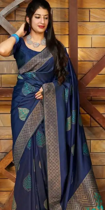 Blue Soft Lichi Silk Saree | Sarees, Bollywood Sarees, Creative Sarees, Designer Sarees, Embroidered Sarees, Ethnic Saree, Modern Digital sarees, Party Wear Sarees