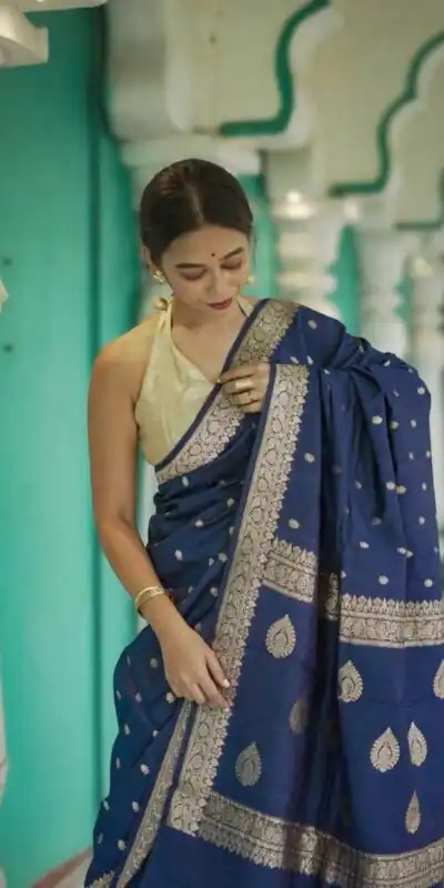 Blue Soft Lilan Slab Weaving Work Saree | Sarees, Bollywood Sarees, Creative Sarees, Designer Sarees, Embroidered Sarees, Ethnic Saree, Modern Digital sarees, Party Wear Sarees