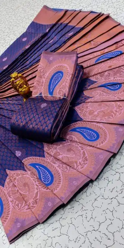Blue Soft Litchi Silk Contrast Border Weaving Design Saree | Sarees, Bollywood Sarees, Creative Sarees, Designer Sarees, Embroidered Sarees, Ethnic Saree, Modern Digital sarees, Party Wear Sarees