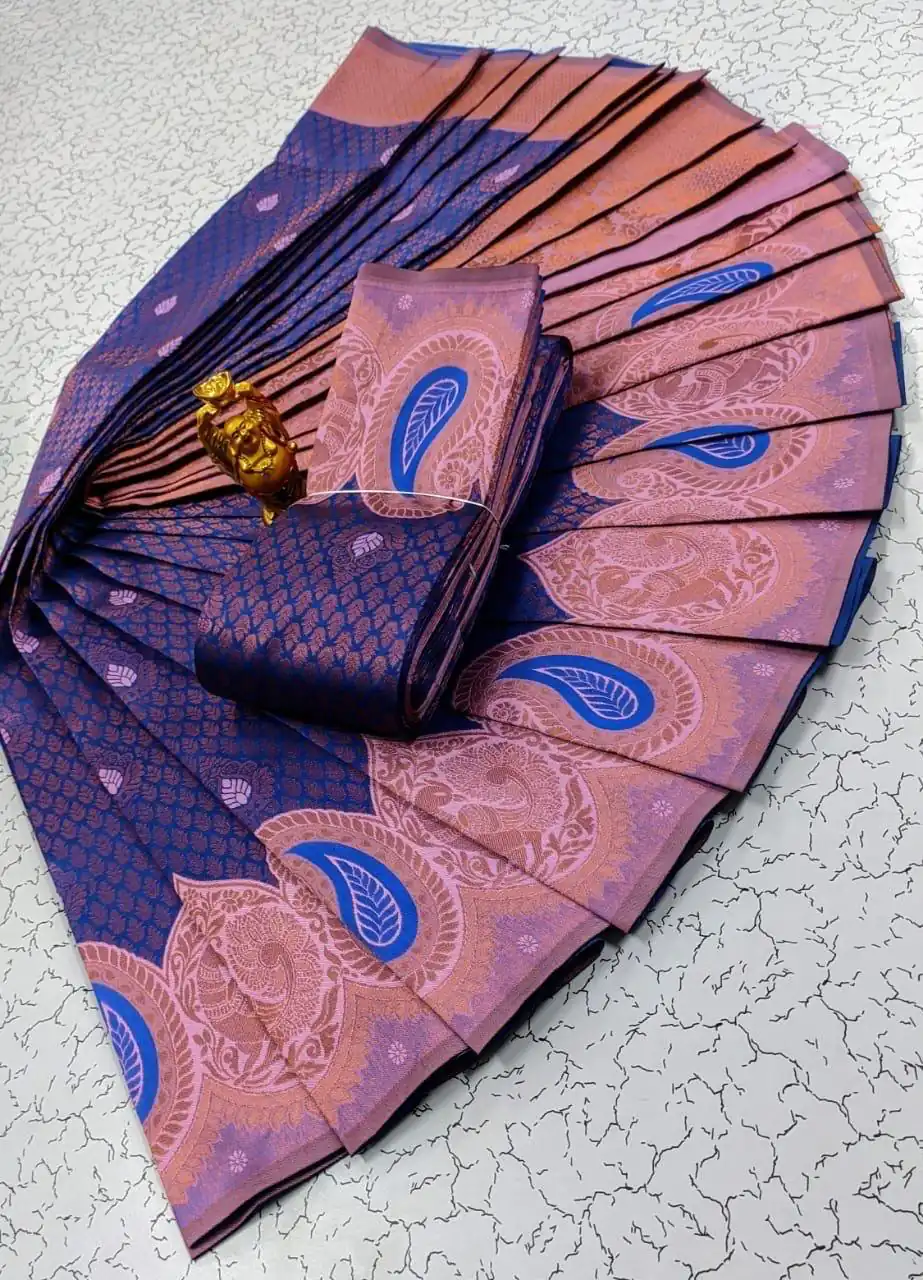 Blue Soft Litchi Silk Contrast Border Weaving Design Saree | Sarees, Bollywood Sarees, Creative Sarees, Designer Sarees, Embroidered Sarees, Ethnic Saree, Modern Digital sarees, Party Wear Sarees