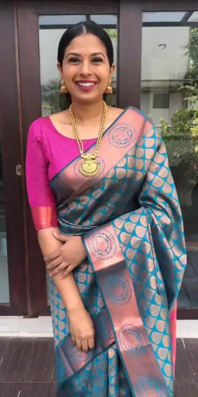Blue Soft Litchi Silk Jacquard Work On All Over Saree | Sarees, Bollywood Sarees, Creative Sarees, Designer Sarees, Embroidered Sarees, Ethnic Saree, Modern Digital sarees, Party Wear Sarees