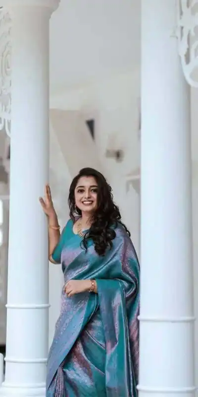 Blue Soft Litchi Silk Jacquard Work On All Over Saree | Sarees, Bollywood Sarees, Creative Sarees, Designer Sarees, Embroidered Sarees, Ethnic Saree, Modern Digital sarees, Party Wear Sarees