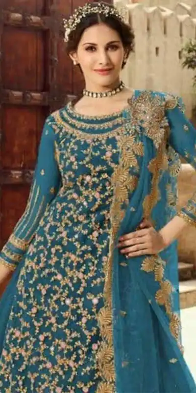 Blue Soft Net With Embroidery Work Salwar Suit | Jump Suits, Salwar suit, Casual Suits, Creative suits, Designer Suits, Palazzo Suits, Party Wear Suits, Patiala Suits, Straight Suits